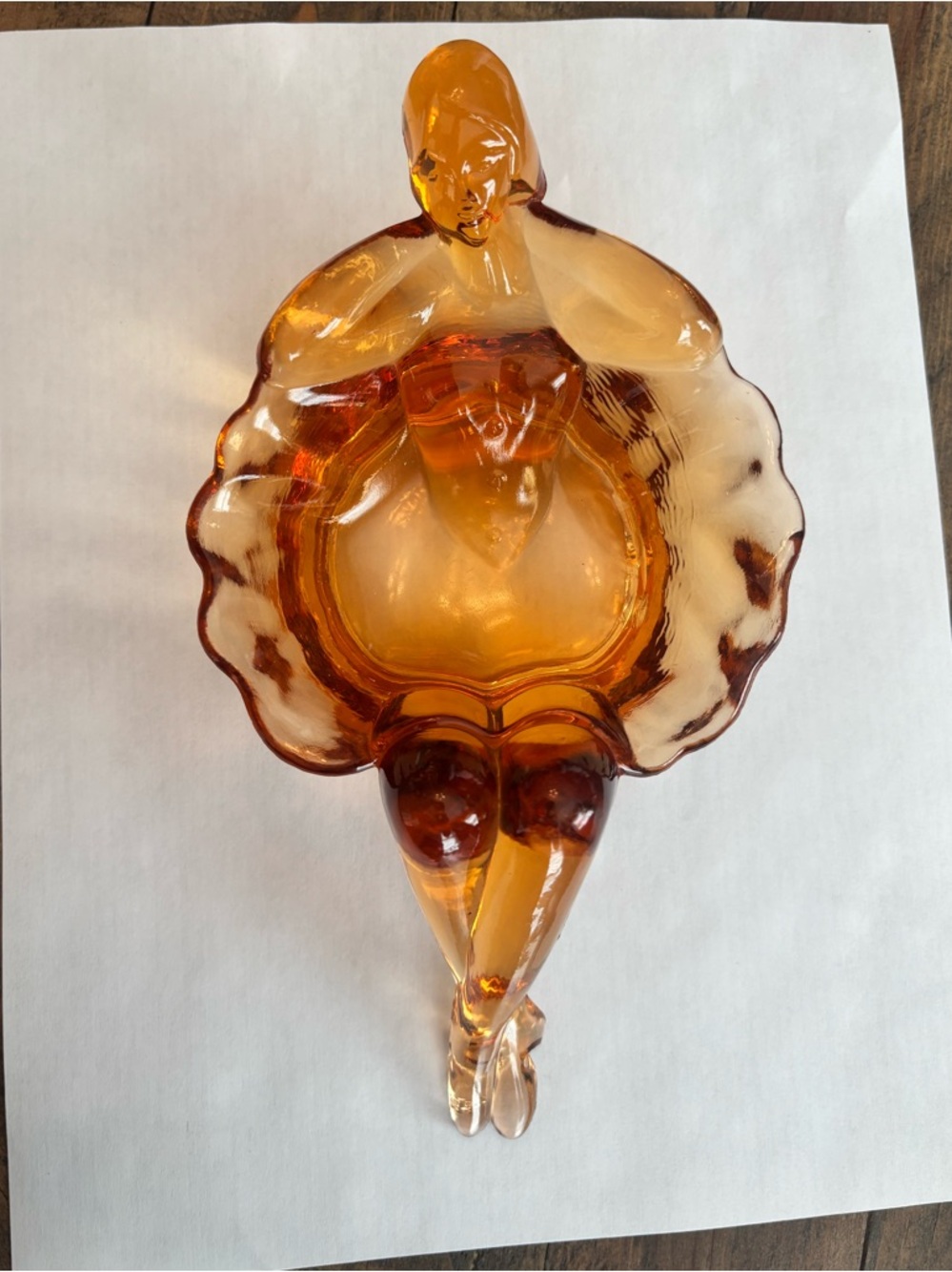 Westmoreland Amber Glass Ballerina‎ Bathing Lady| collectible | 70s